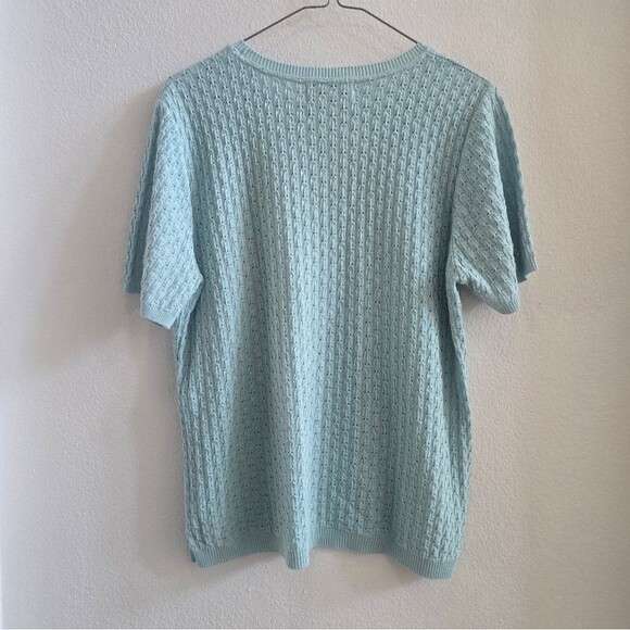 Alfred Dunner mossy green short sleeved sweater size large - Picture 2 of 3
